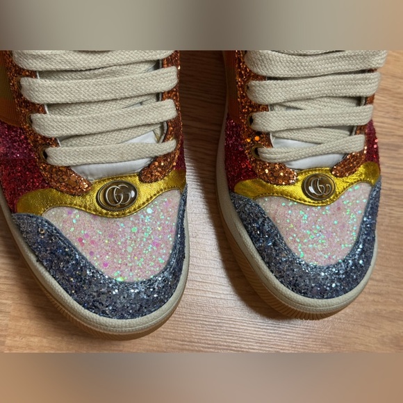 GUCCI Lovelight Screener Glitter Pink Sneakers Size 37 w/ Dust Bags VGUC - Picture 16 of 16